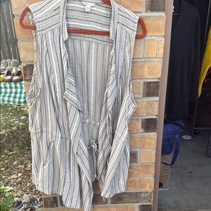 Cato Beige and Black Striped Sleeveless Blouse